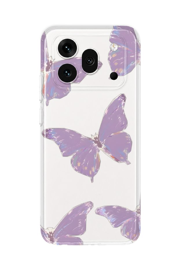 Honor 600 Pro Compatible Purple Butterfly Pattern Transparent Phone Case