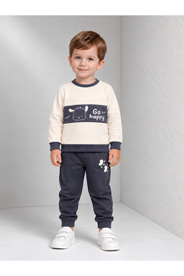 Children's Printed Top and Bottom Sweatshirt Tracksuit Set