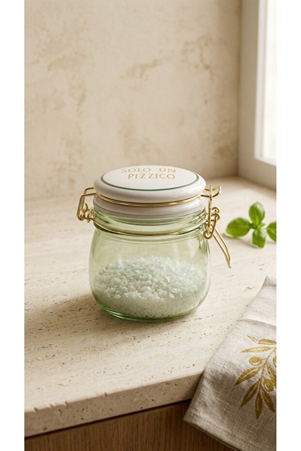 Lockable Ceramic Lid 450 Ml. Green Jar