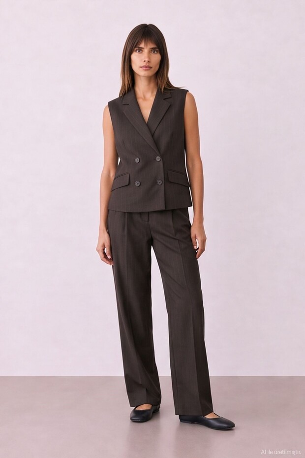 Button Detailed Vest Brown