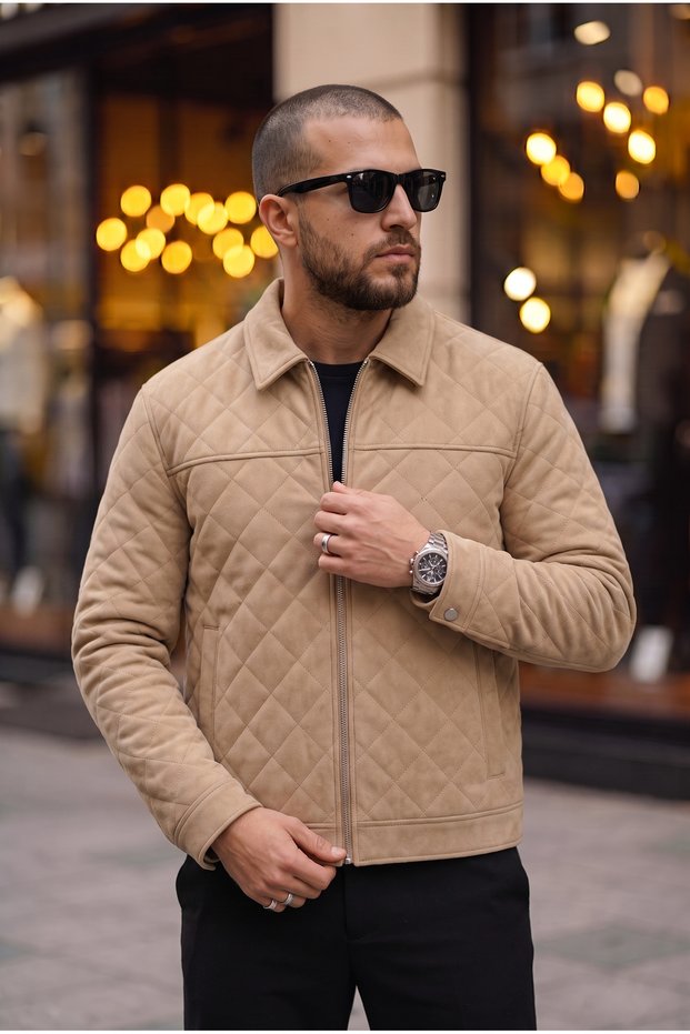 Suede Self-Patterned Padded Jacket/Coat