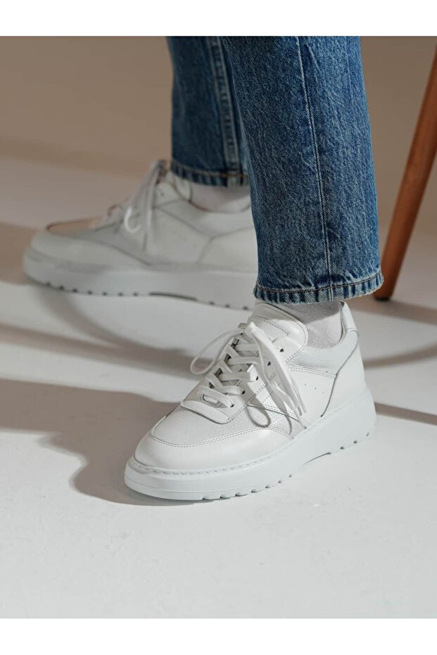 Aras Model Genuine Combination Leather Eva Sole Sneaker Shoes