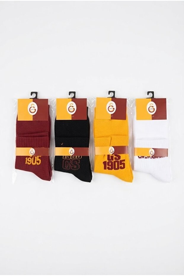 Licensed Fan Unisex Adult Bootie Socks, 4-Piece Medium Sock Set, 1905 Yellow Red Fan Sock Set