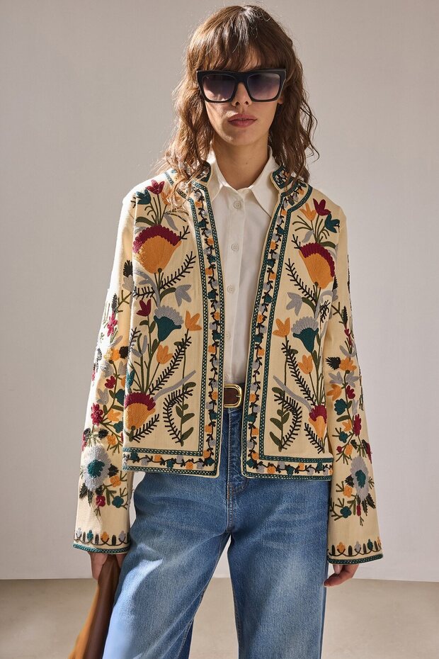Embroidered Gabardine Jacket