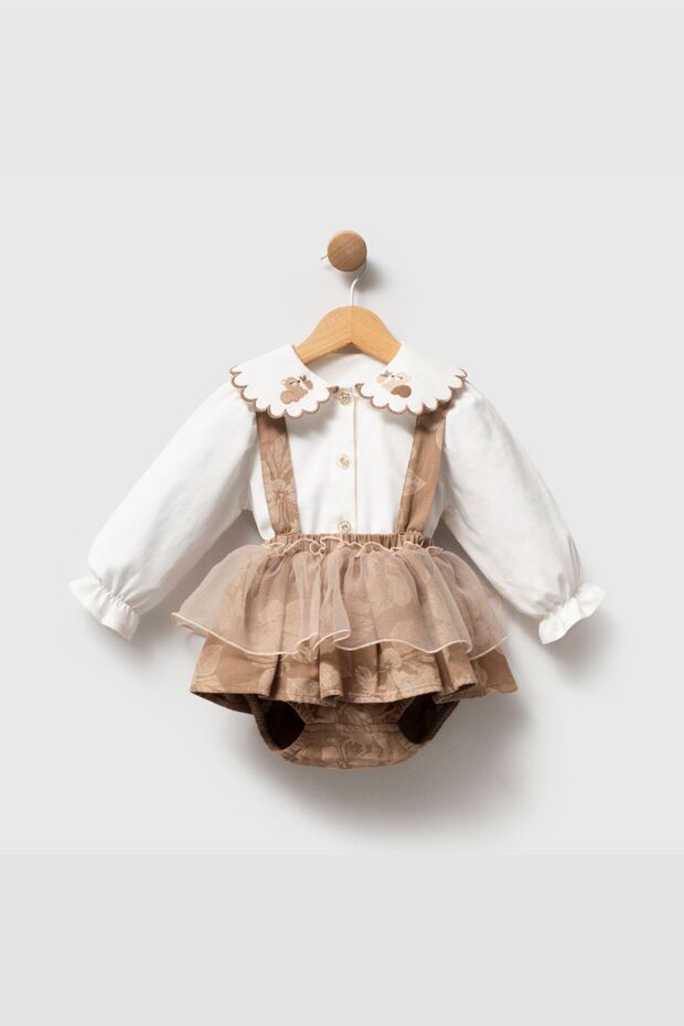 9-24 Months Madeleine Pure Baby Girl Set-Cappuccino