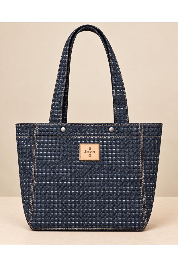 Jacquard Laminated Denim Tote Bag