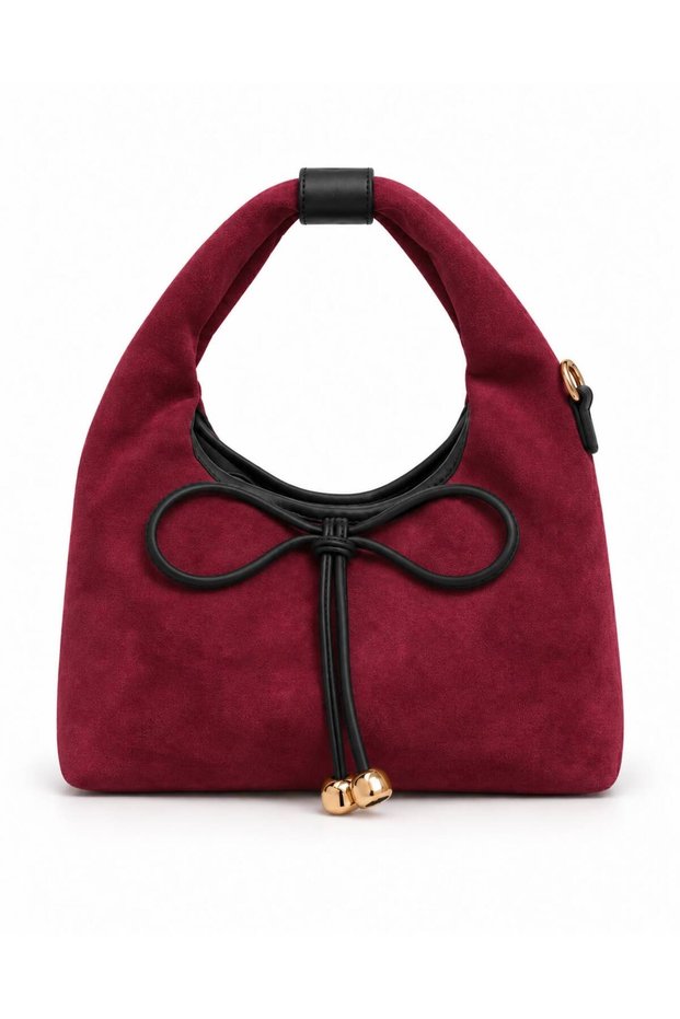 Lolly Bowknot Detailed Suede Women's Hand, Shoulder and Crossbody Bag