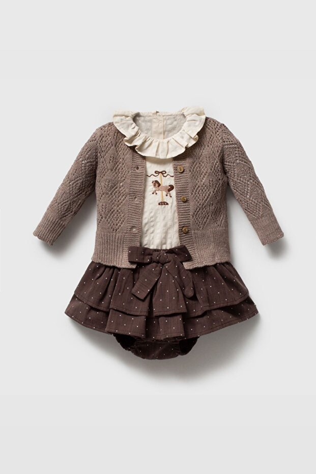 9-24 Months Maya Luna Baby Girl 3-Piece Set-Mocca