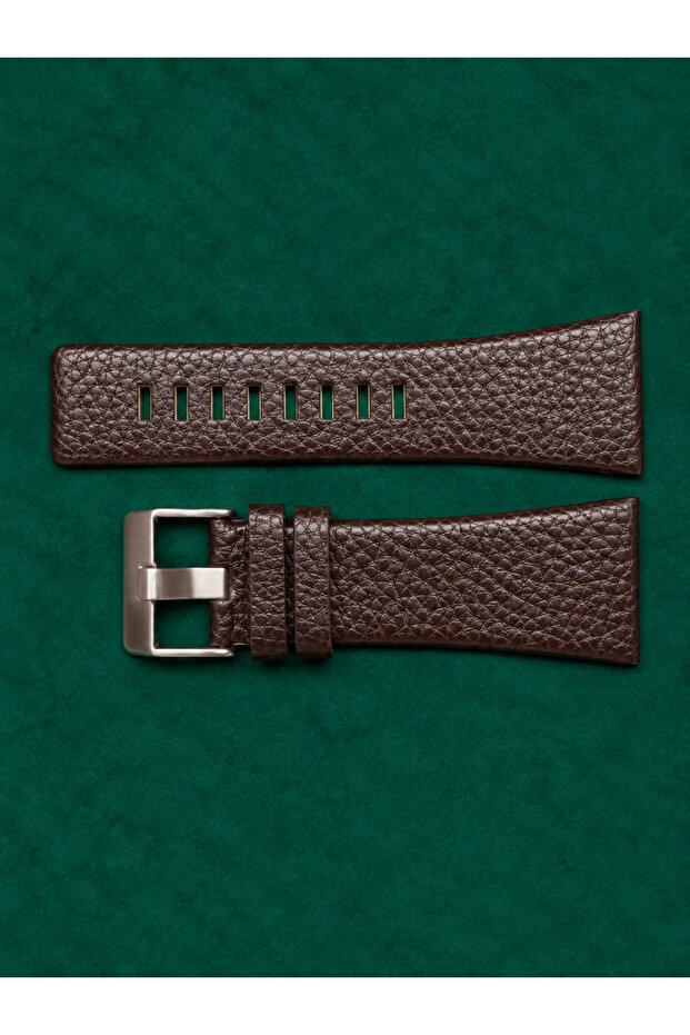 Men's Brown Melted Premium Leather 32mm Buckle Entry 24mm Watch Band