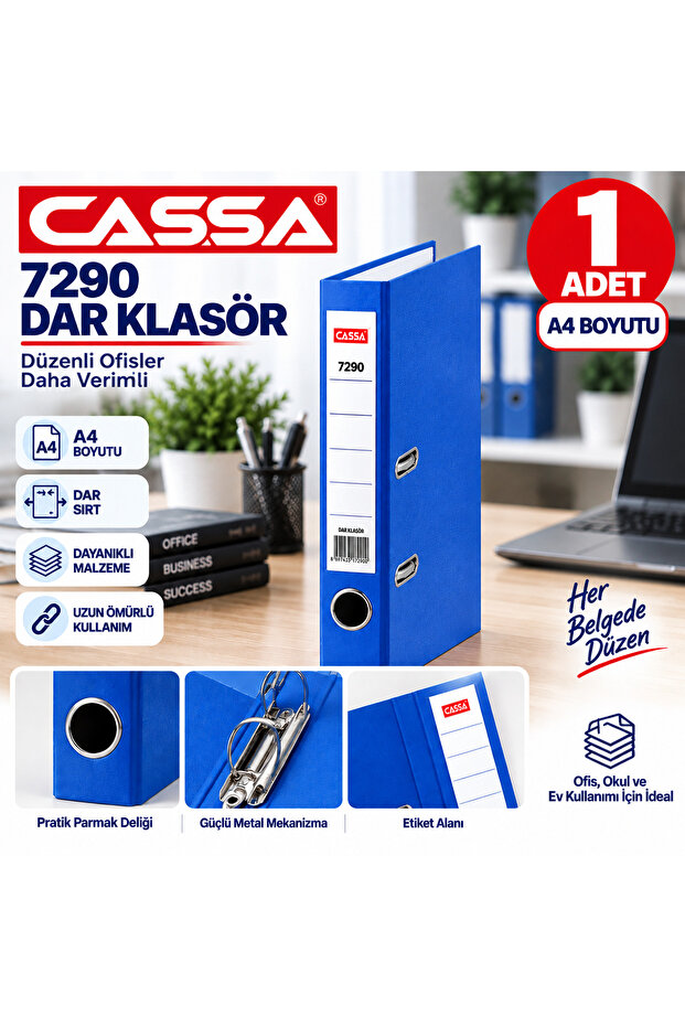 7290 Mavi Dar Klasör A4 Tekli