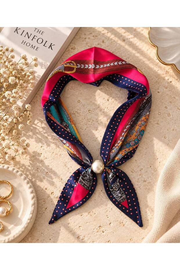 New Style Women's Scarf with Pearls and Magnets
