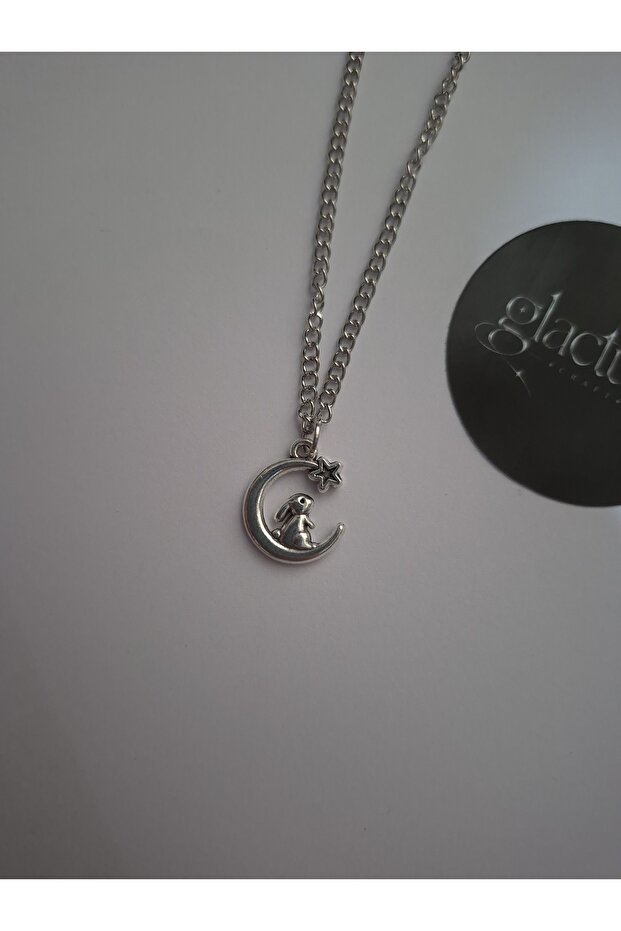Rabbit on the Moon Rabbit Charm Necklace Y2K