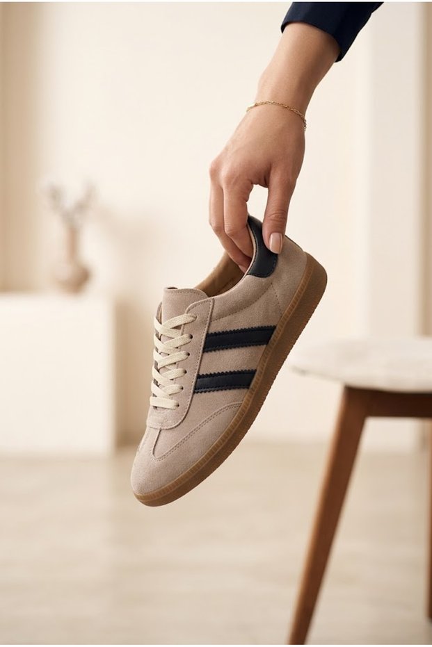 Women's Suede Flat Sole Sneaker Lace-Up Comfortable Walking and Casual Sports Shoes Retro Stylish Sneaker