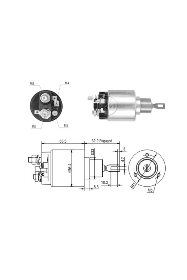 874 Starter Solenoid 12V Bosch Type Mercedes-Benz E200 - E230 - 190E - C180 - Sprinter - Vito