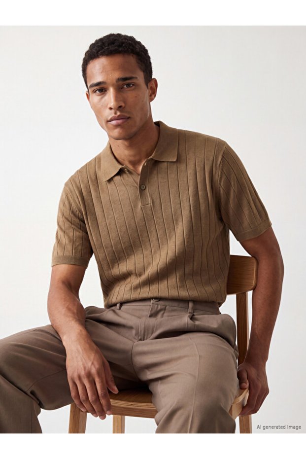 Quality Parts from Çelebi Store Devrik Roba Collar Ribbed Men's Knitwear T-Shirt