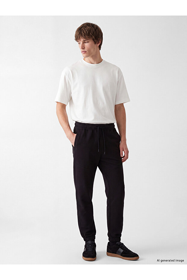 Xside Black Regular Fit Men's Jogger Pants with Nevavm Difference