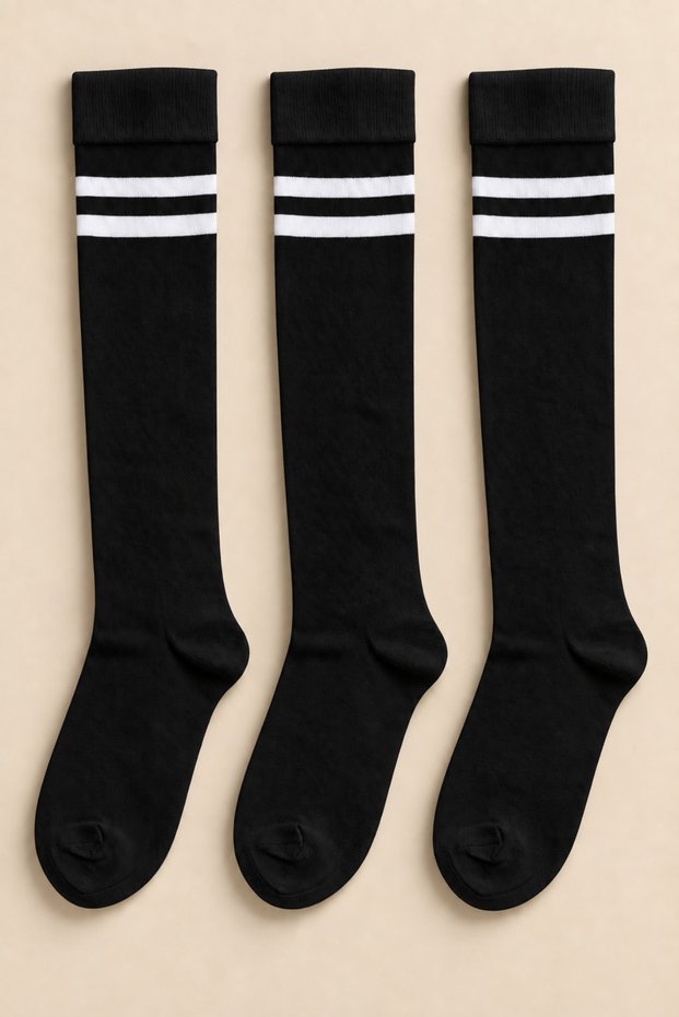 3 Pairs of Women's Seamless Striped Knee-Length Socks