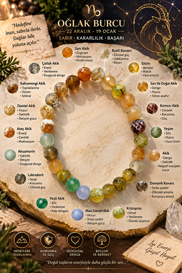 Capricorn Sign Original Natural Stone Gift Bracelet
