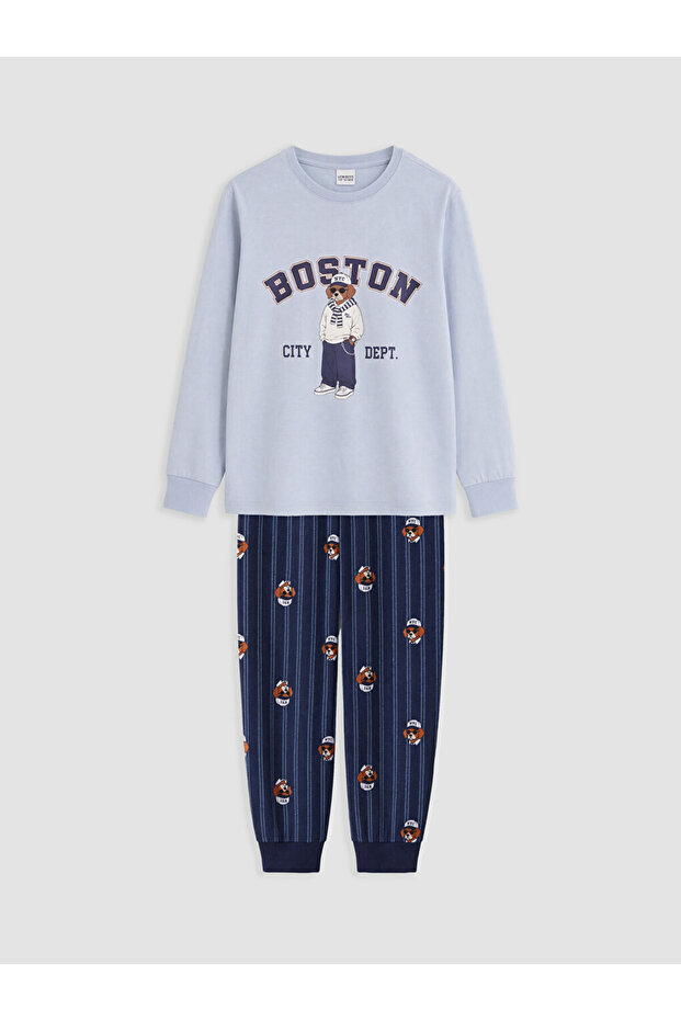 Rmz Gi̇yi̇m Farkiyla Zero Roba Collar Boys' Pajama Set