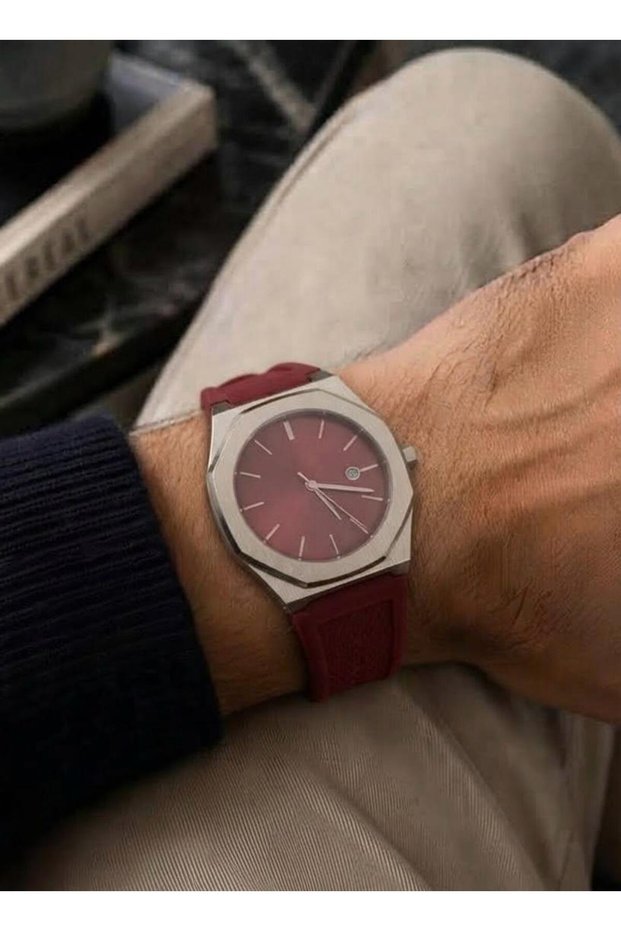 Modern Design Silicone Strap Octagonal Case Men's Wristwatch in Special Box for Gift