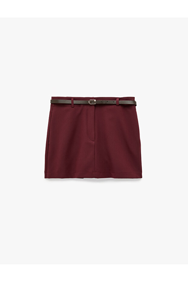 Belted Pocketed Slim Fit A-Line Mini Skirt