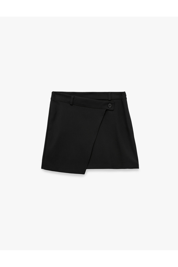 Viscose Blended Buttoned Slim Fit Double-Breasted Mini Skirt