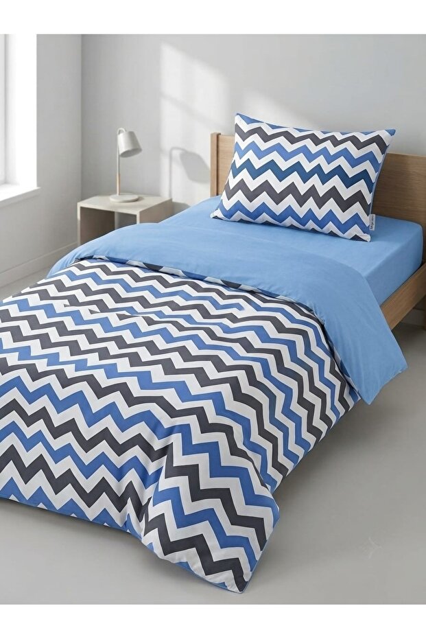 Single Size Double-Sided 120X200 Elastic Sheet Bedding Set, 3 Pieces with Zipper