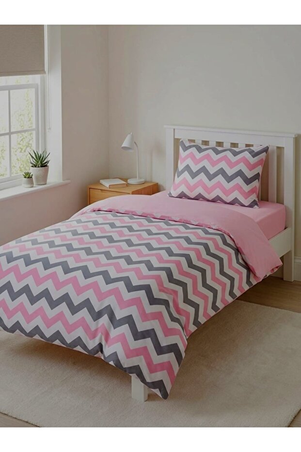 Single Size Double-Sided 120X200 Elastic Sheet Bedding Set, 3 Pieces with Zipper