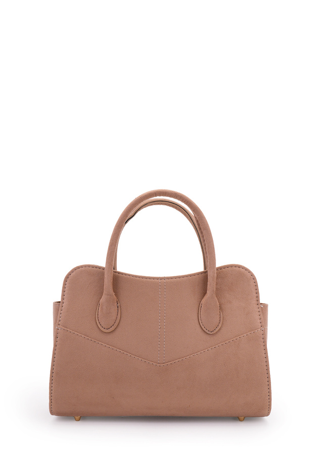 Geometric Shape Suede Leather Moscow Women's Crossbody Bag Beige