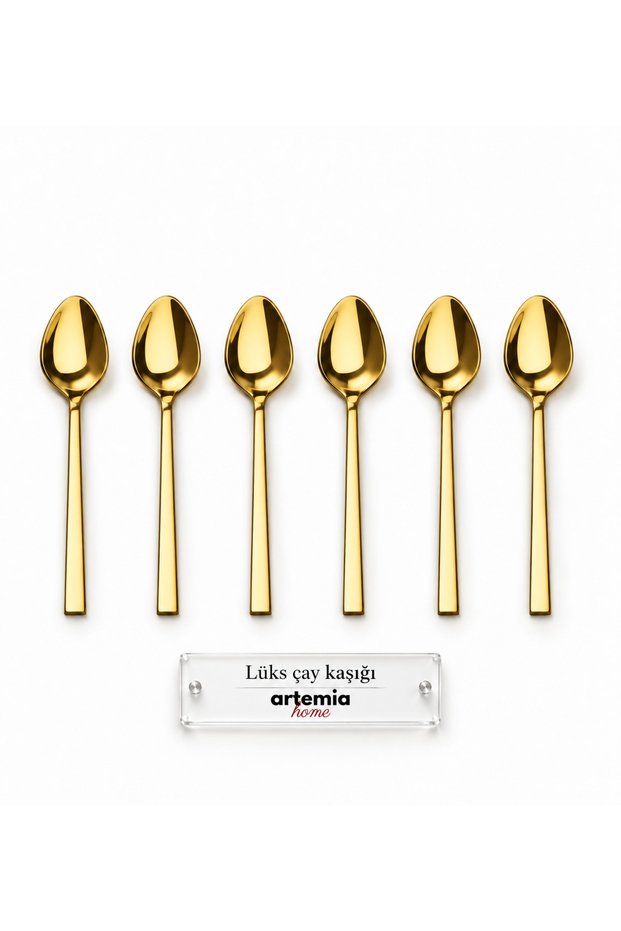 6-Piece Gold Luxury Teaspoon Set 18/10 Stainless Steel – Shiny Gold Presentation and Coffee Spoon