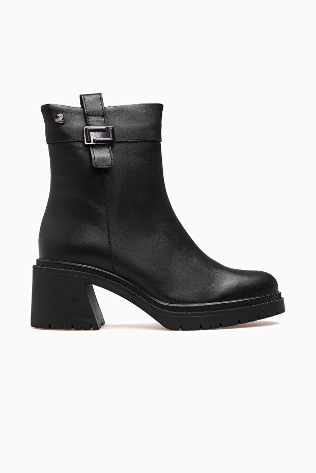 Women's Thick Heeled Leather Boots 26K 2552504K Black