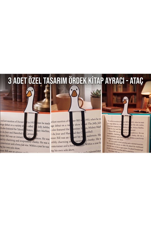 Cute Duck Bookmark Set of 3 - Book Reading Accessory and Multi-Purpose Paper Clip