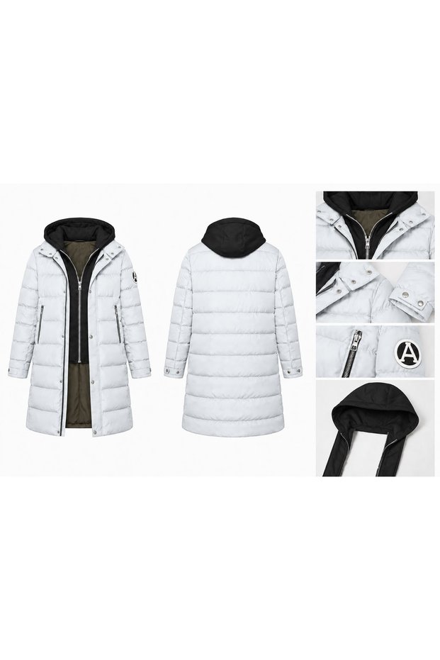 Men's Hooded Detachable Long down Coat
