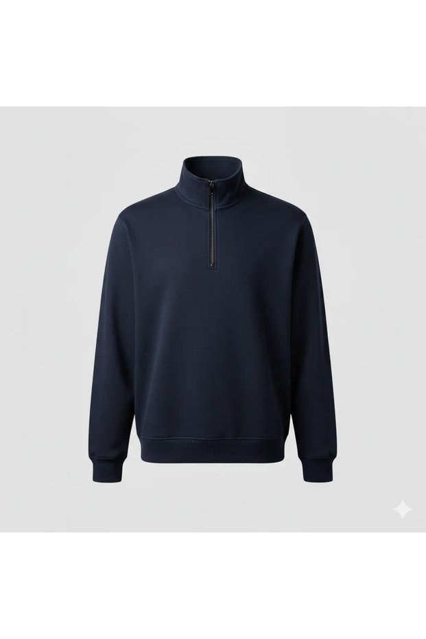 Unprinted Half-Zip Oversize 3-Thread Sweatshirt