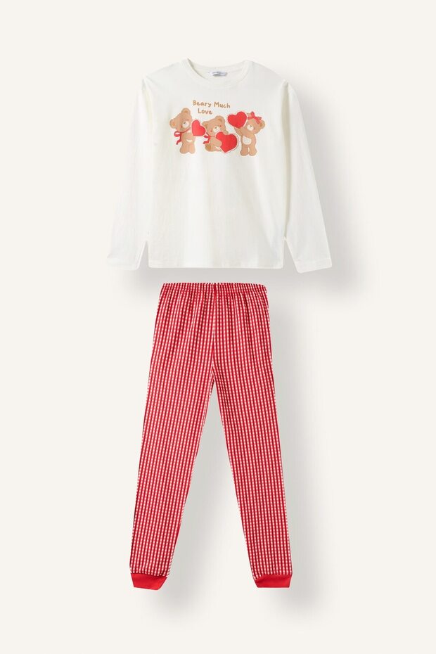 Printed and Gingham Patterned 2-Piece Pajama Set for Girls I1008A826Wn