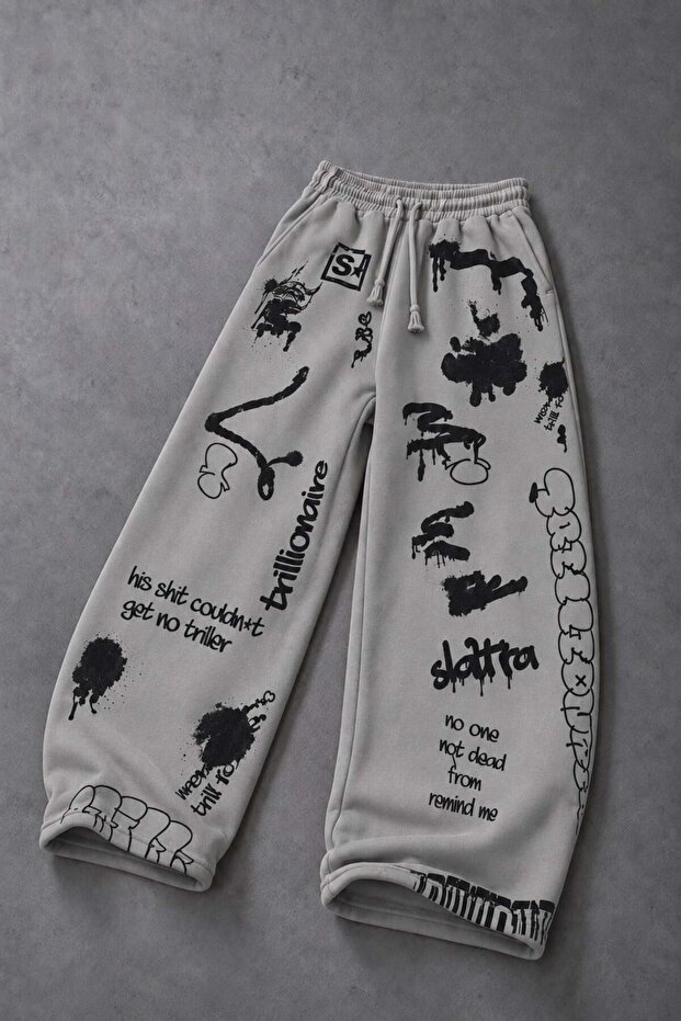Men's Gray S Graffiti Baggy Tracksuit