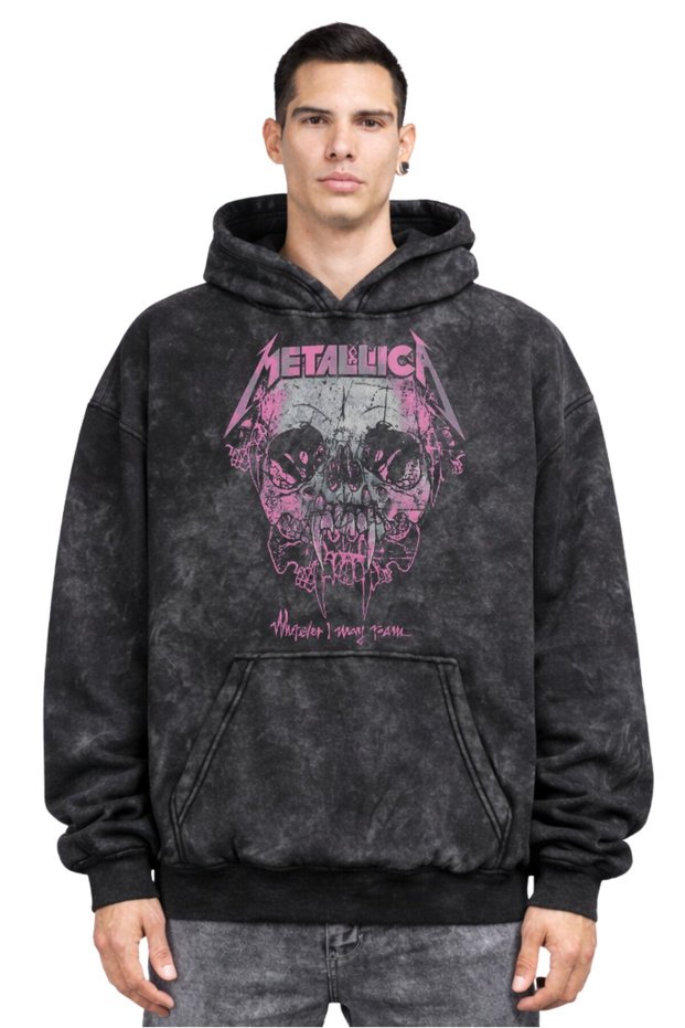 Unisex Oversize Metallica Wherever I May Roam Written Hooded Washable Rock Band Sweatshirt