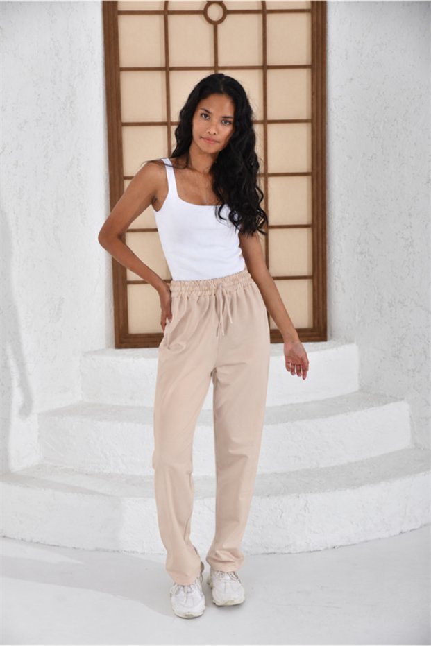 Oversize Straight-Legged Sweatpants with Two-Strained Waistbands and Elastic Waist