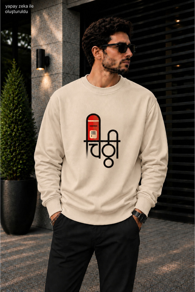 Men's Mailbox Illustrated Crew Neck Casual Regular Fit Sweatshirt
