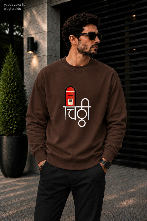 Men's Mailbox Illustrated Crew Neck Casual Regular Fit Sweatshirt