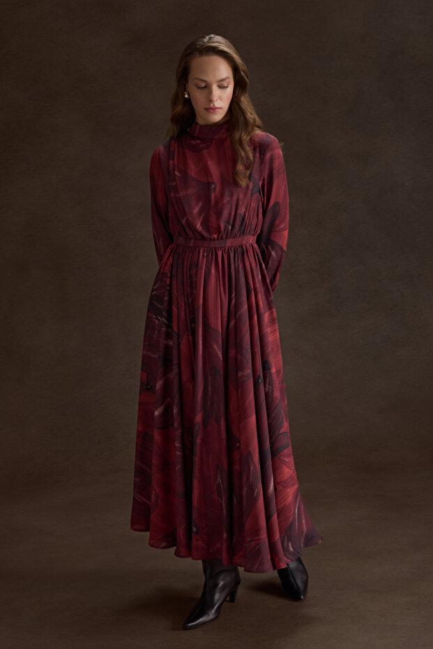 Bordo Patterned Dress