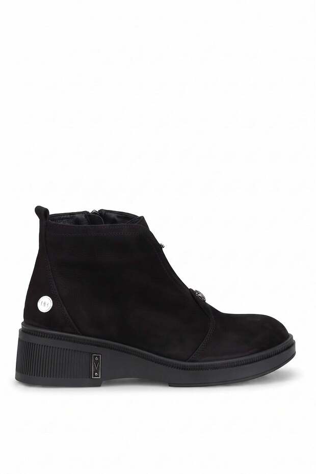 D26Kb-8215 Women's Genuine Leather Flat Boots Black