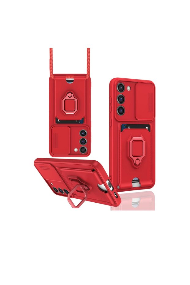 Samsung Galaxy S24 Plus Case Zuma Silicone with Business Card Ring - Red
