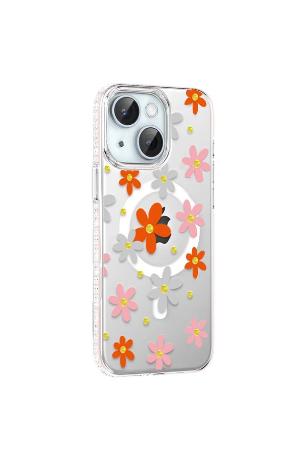 Joko Apple iPhone 14 Floral Magsafe Cover - Orange