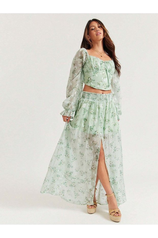 Fustă maxi, verde - L