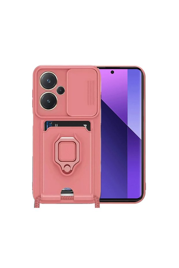 Xiaomi Redmi Note 13 Pro Plus Case Zuma Silicone with Business Card Ring - Pink