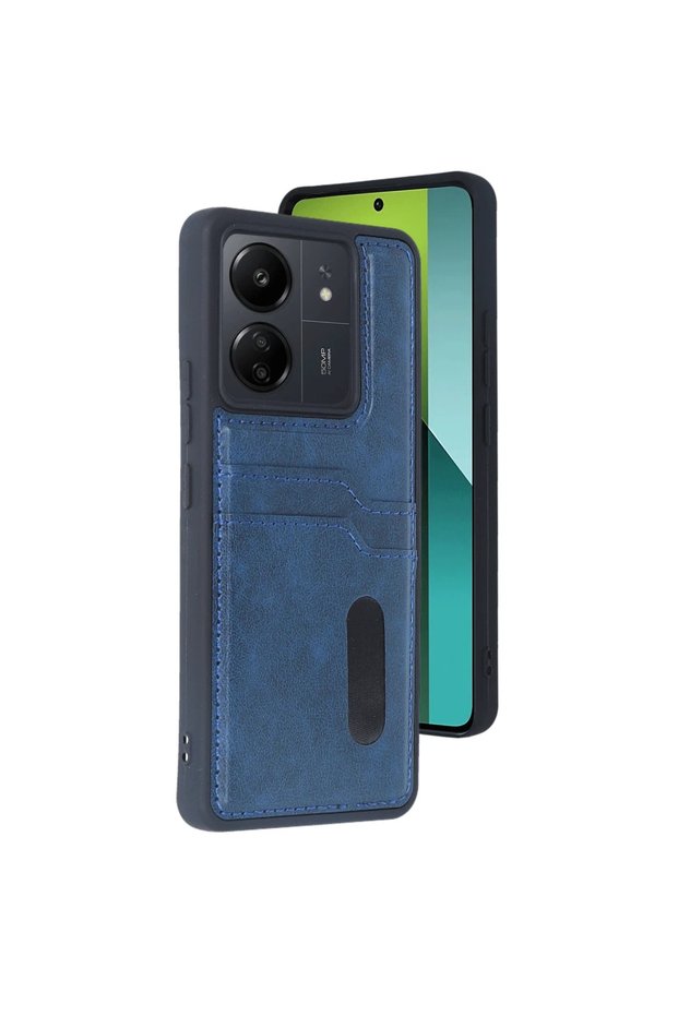 Xiaomi Redmi 13C Case Sara Leather Case with Business Card - Navy Blue