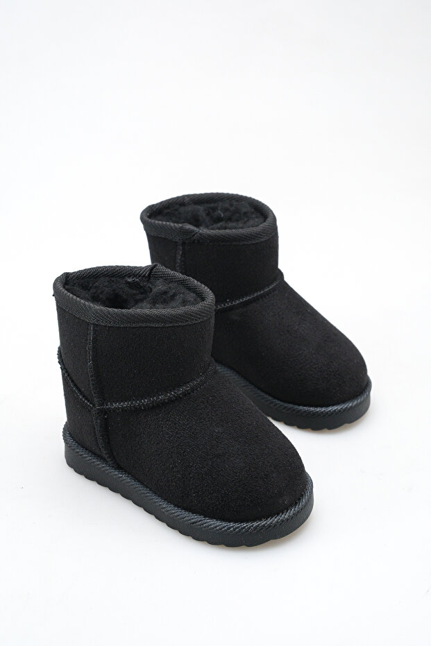 Black Sheepskin Suede Non-Slip Sole First Step Baby Daily Boots