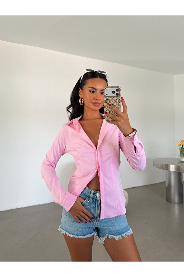 Pens Detailed Shirt - Pink