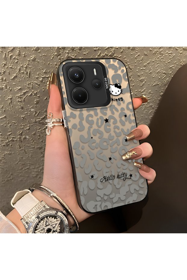 Redmi Note 14 4g Compatible Grey Leopard Pattern Phone Case, Star English Art Print